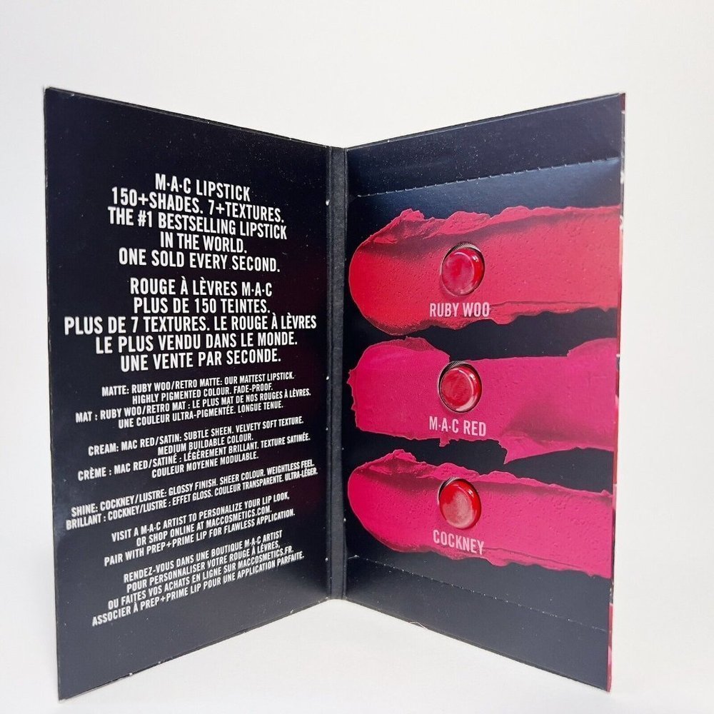 MAC Lipstick Sample Ruby Woo Cockney M.A.C. Red Samples Try Me Set